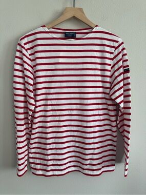Saint James L’Atelier Red White Breton Striped Long Sleeve Shirt Quiet Luxury XS